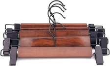 Wooden Pants Hangers Finish with Metal Clips Natural Wood Hanger for Skirts Slac