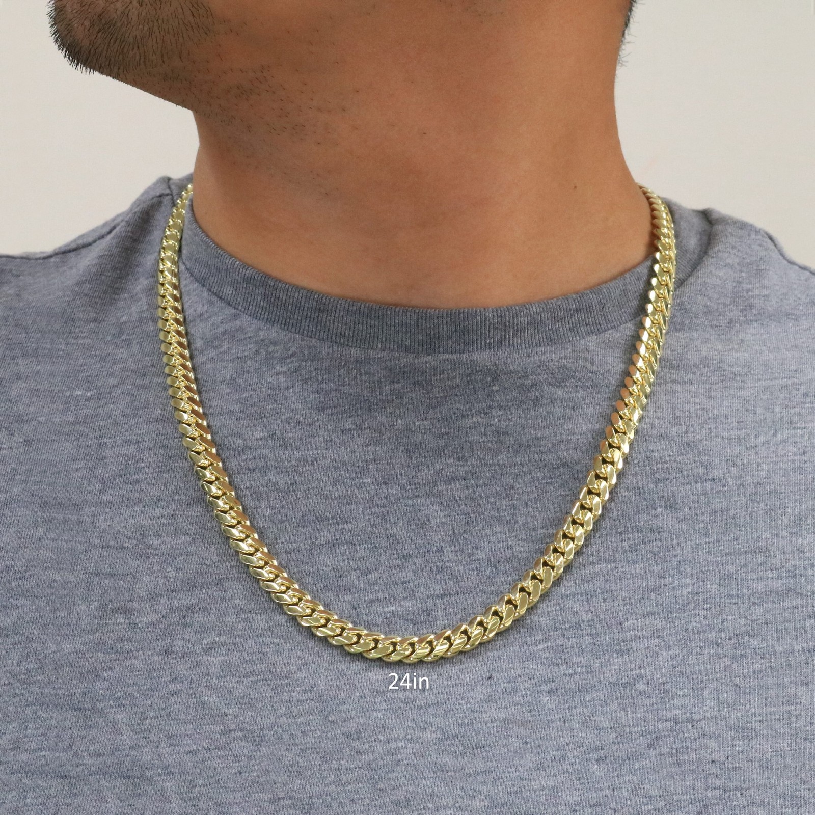 14K Yellow Gold Solid 8mm Mens Miami Cuban Link Chain Necklace Box Clasp 20"