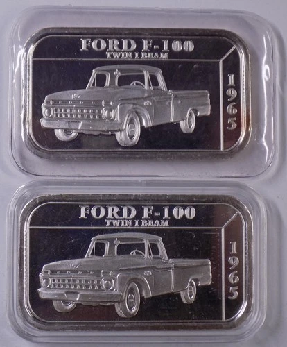 1965 Ford F-100 Twin I Beam F-Series 50 Years 1 troy oz .999 fine silver art bar