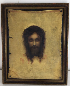 Antique Print Crowned Jesus Christ Framed Gabriel Max Veronica's Veil 1874