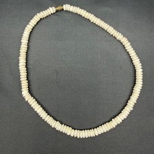 Vintage Puka 7mm Shell Necklace Barrel Clasp Surfer Beach Boho Fashion, 16" long
