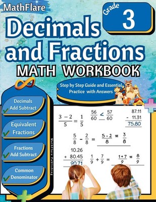 Decimals and Fractions Math Workbook 3rd Grade Mathflare Publishing Taschenbuch