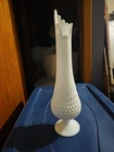 Vintage Fenton Hobnail White Milk Glass 16” Tall Stretch Swung Vase