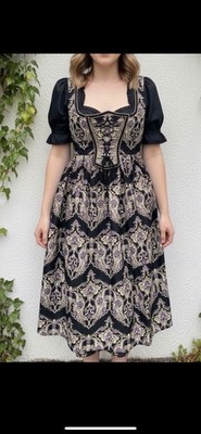Strasser Trevira Trachten Brokat Maxi-Dirndl Gr. M/L  38/40 schwarz gold lila