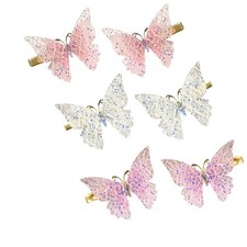 6 PCS Butterfly Hair Clip,Sparkly 90s Butterfly Clips for White