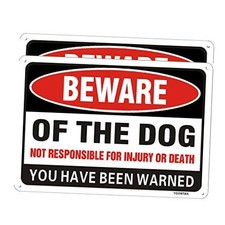 2Pack Beware of Dog Sign Dog Warning Sign 10 X 7 Inch Aluminum Alloy Rust and