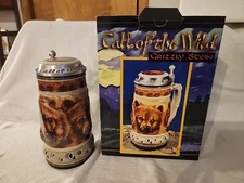 Anheuser Busch Budweiser CALL OF THE WILD SERIES Grizzly Stein Gerz Bud 1997 VTG