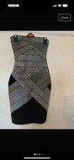 Lipsy Size 6 Mini Strapless Bodycon Dress Black Silver New with Tags Party Club