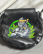 BOLSO BANDOLERA KEITH DAY GOLDLEAF de cuero años 70 Gorilla Cannabis BOHO 30