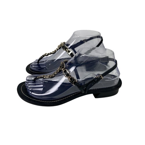 Sandale Tory Burch Gemini Link à lanières en T cuir noir femme taille 7,5 M - Photo 14/16