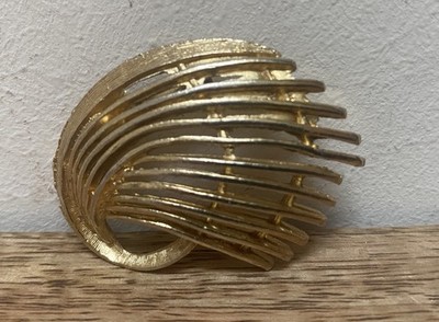 Vintage Brosche Coro Stil goldfarben schwungvoller Fächer Kaskade Mid Century Modern