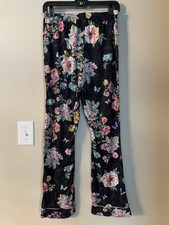 Johnny Was Floral Pajama Pants Size S Black Pima Cotton Modal Lounge Sleepwear