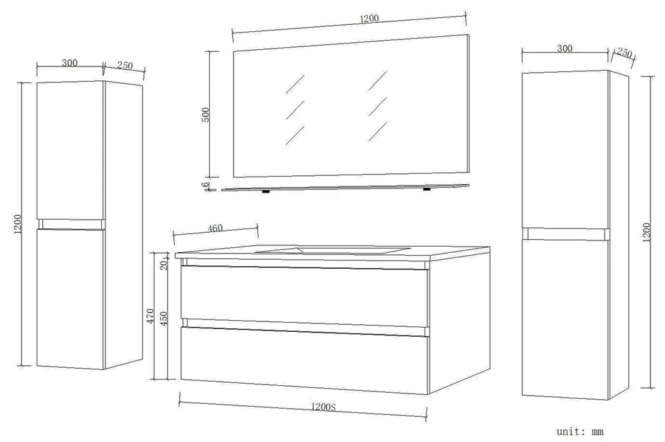 Badmöbel Set Kairo 4-teilig 120 cm Schwarz  - Bild 2 von 2