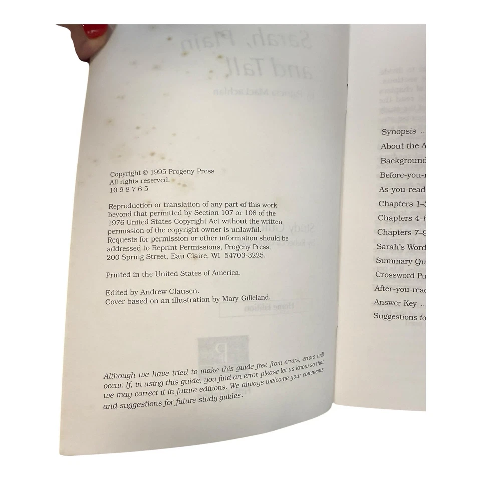 Sarah, Plain and Tall Study Guide Home Edition~1995 Progeny Press #207H P5 14 - Image 3 of 4