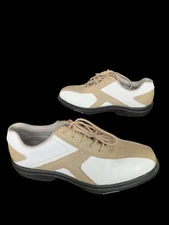 Footjoy Sierra Treks Golf Shoes White Brown Black Saddle Spikes WOMENS 8