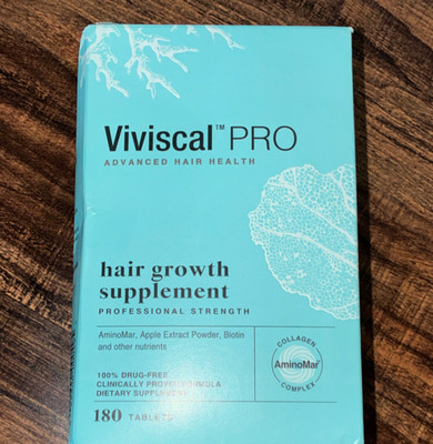 Viviscal PRO Hair Growth Supplement 180 Tablets Biotin AminoMar Drug-Free
