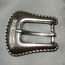 Worn Western Floral Engraved Vtg 1996 Belt Buckle 2  