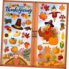158Pcs Thanksgiving Window Clings for Glass W...