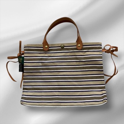 Il Bisonte Canvas Tote Bag Multi Stripe unbenutzt beige/marine/rot