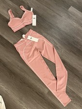 Alo Women's Pink Activewear Set Bra  Leggings Yoga Gym SIZE MEDIUM