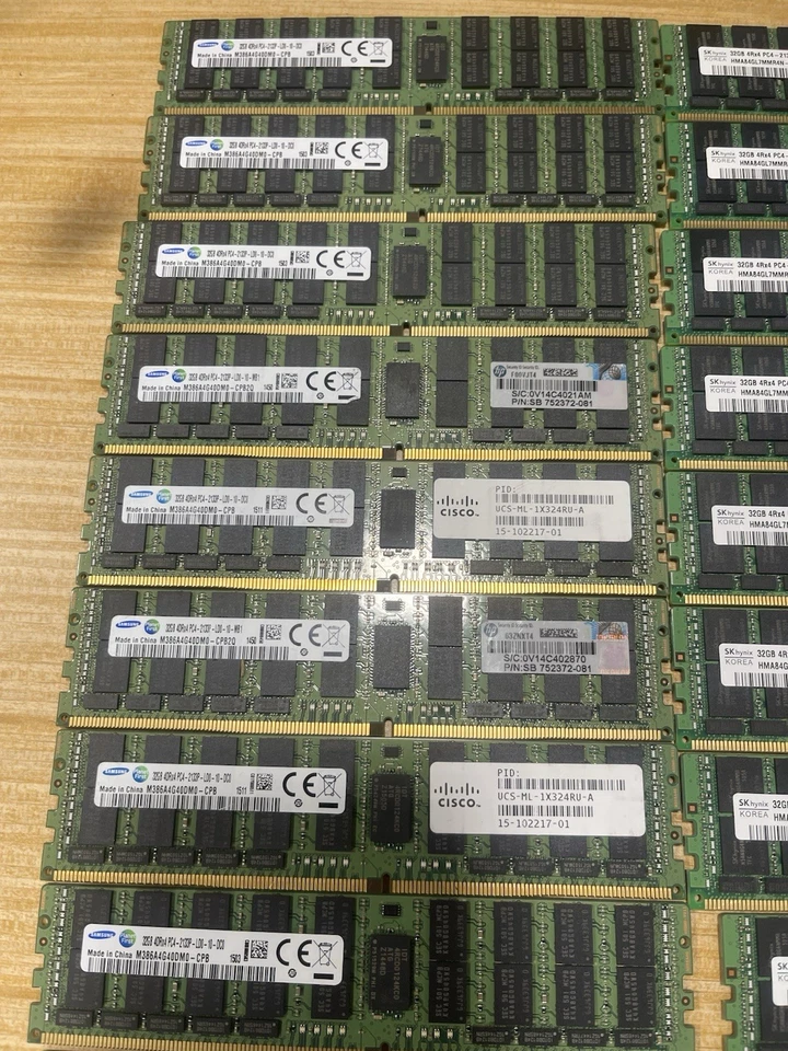 Lot of (20) • 32GB DDR4 ECC Server Memory (Total 640GB) Samsung & SK Hynix 2133P - Image 3 of 4