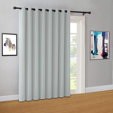 1 Panel of Light Grey Silver Blackout Patio Door Curtain. Each Extra Wide, Ext