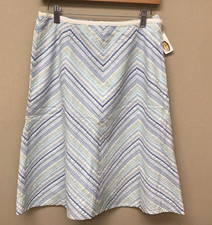 NEW Talbots A-Line Blue White Striped Skirt Women s Size 10 Cotton Preppy