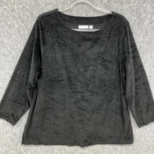 Susan Graver Velour Tunic Shirt Womens XL Black A258635 Cocktail Party