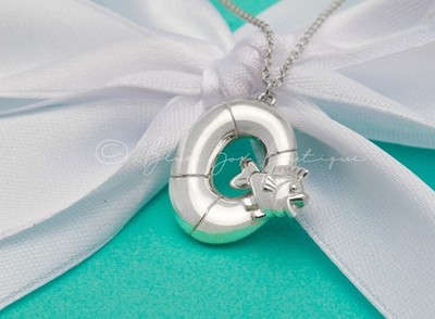 Tiffany & Co. Vintage Fisch Schwimmring Float Halskette Goldfisch Anhänger in Silber