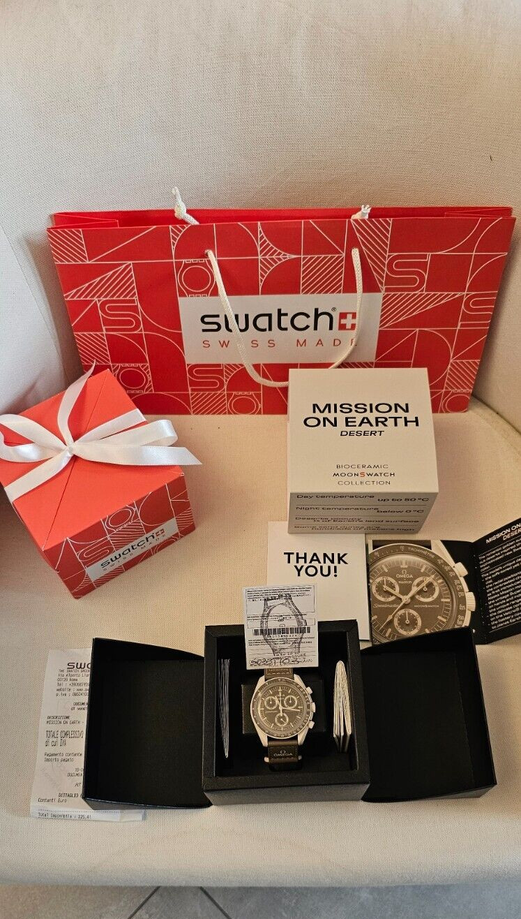 Moonswatch Mission on Earth Desert montre Omega Swatch idée cadeau homme