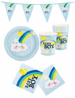 Baby Geburtstag Deko 1 Party-Set Junge Teller Becher Servietten Girlande Kk