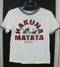 WALT DISNEY Lion King Characters Hakuna Matata White Retro Ringer Tee Adult XS