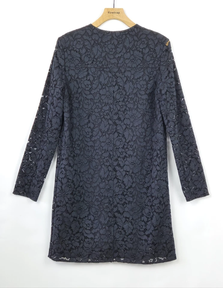 JOSEPH BLACK FLORAL LACE OCCASION EVENING LONG SLEEVES DRESS SIZE 38 UK 10 - Image 2 of 4