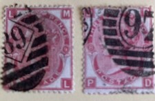 gb 1867/80 Used 2 stamps victoria SG103 Plates 8 & 9 With 1844 PM (lot TAR763)