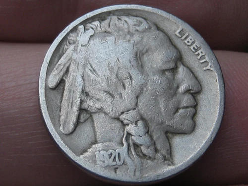 1920 P Buffalo Nickel 5 Cent Piece- Philadelphia, Fine Details