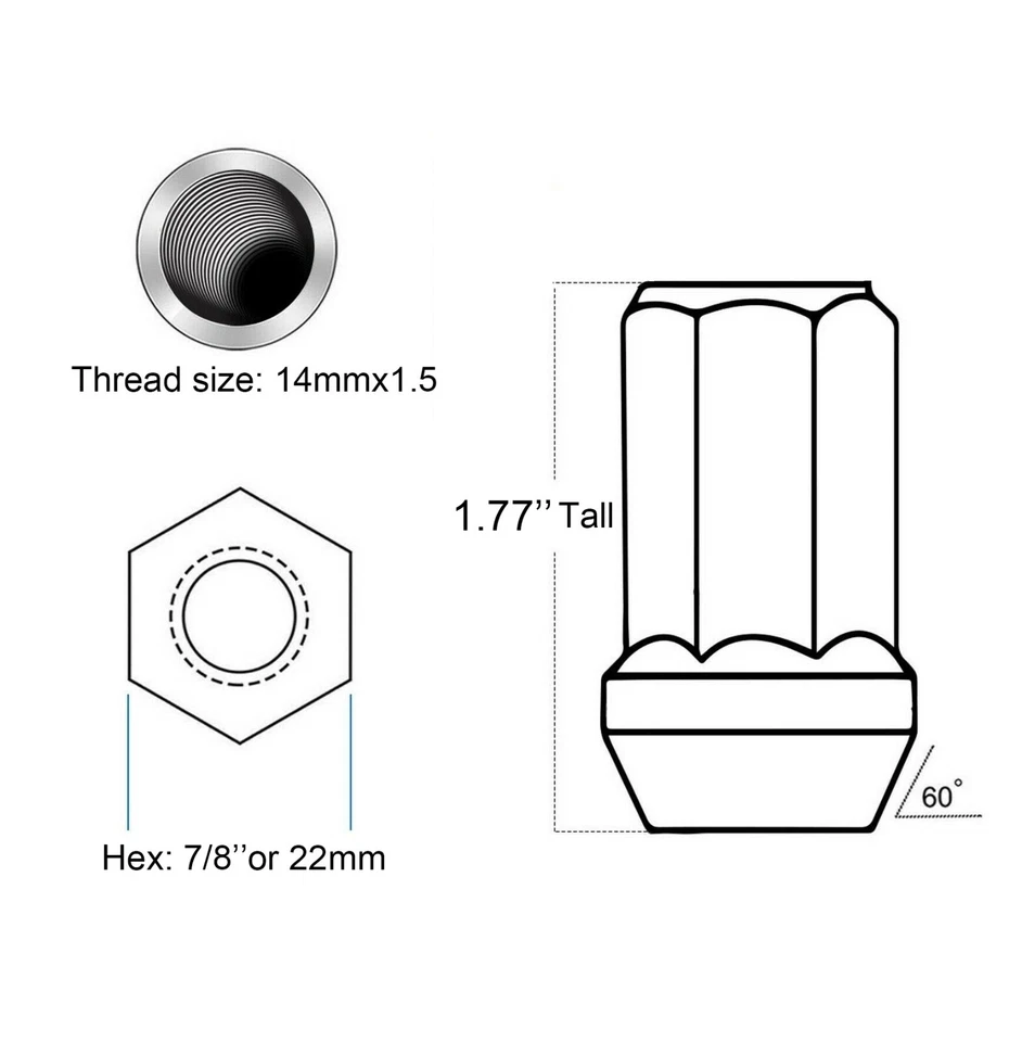 Подходит для пикапа Chevy Avalanche Express Silverado 1,77 сплошная зажимная гайка 14x1,5 черная 32 - Изображение 2 из 4