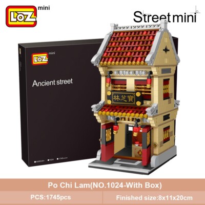 LOZ Building Blocks Chinese Pharmacy Po Chi Lam Model DIY Assembly Toy 1745pcs