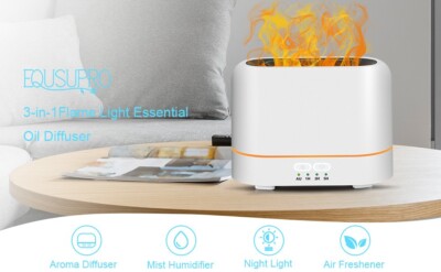 3 in 1 Flammeneffekt Aroma Diffusor Ätherisches Öl Luftbefeuchter LED Licht