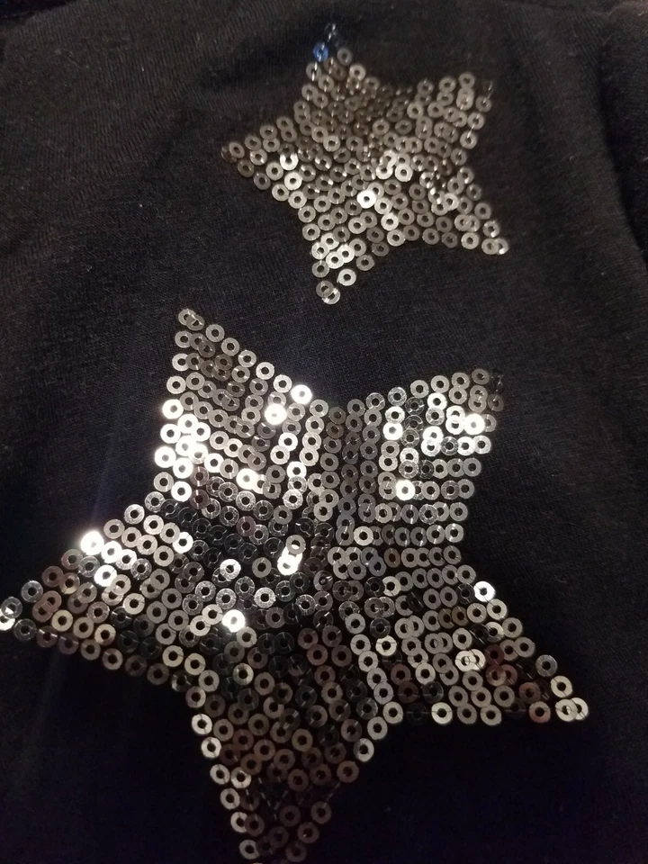 Kate Mack Niñas Talla 8 Top/Inferior Color Negro Con Lentejuelas Plateadas Estrella/Raya Foto 4 de 4