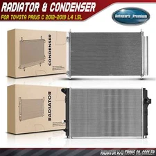 2Pcs Aluminum Radiator & AC Condenser Cooling Kit for Toyota Prius C 2012-2019