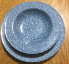 Mikasa Ultrastone Country Blue Dinner Plate And Bowl