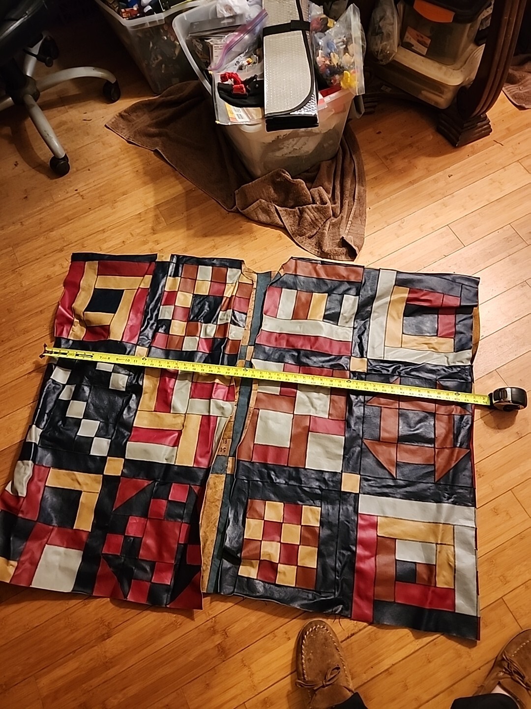 Unique Large Leather Colorful Patchwork Poncho Se… - image 7