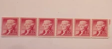 THOMAS JEFFERSON 2 CENT VINTAGE POSTAGE STAMPS RED - 6 RARE UNUSED and GROUPED