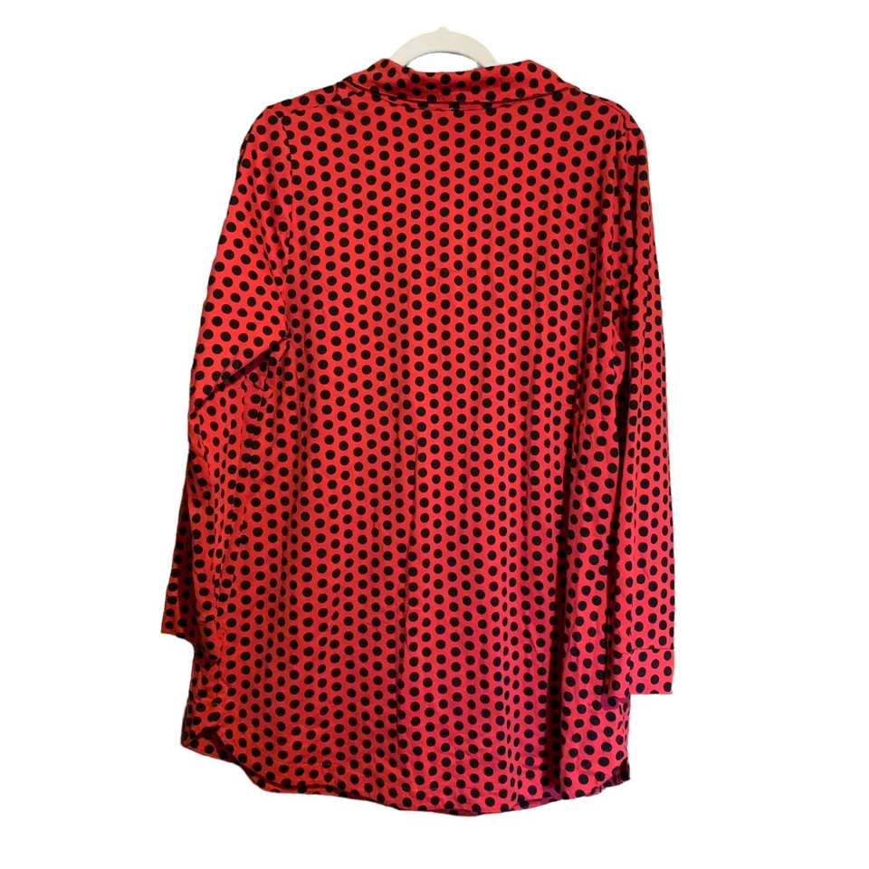 Cacique Sleepwear 14 16 Multicolor Red Black Polka Dot Sleep Shirt Cotton Pajama - Image 3 of 4