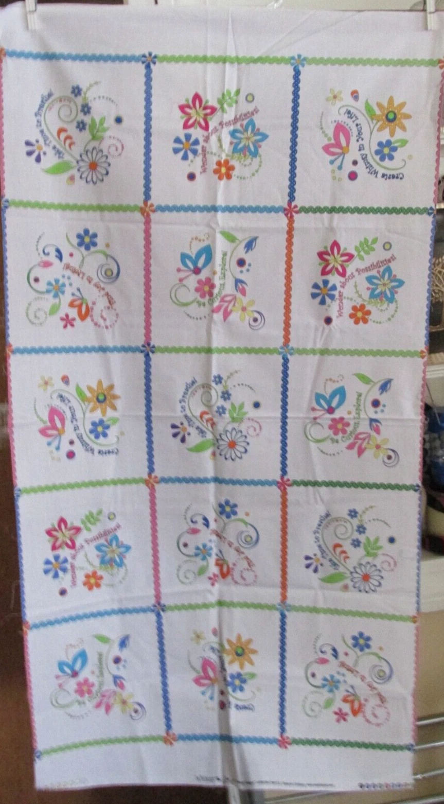 24inch x 44" Quilt Fabric panel Whimsy Fresh Water Design Schenck Flower Block image 1