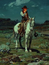 A Light in the Night by Frank Tenney Johnson Western Giclee Print + Ships Free