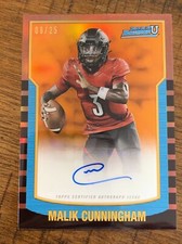 2022 Bowman University Chrome Malik Cunningham Autographs Orange /25 Patriots🔥