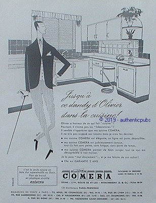 1957 FRENCH AD PUB RARE VINTAGE DANDY KITCHEN FURNITURE COMERA SERVICE AD FURNITURE