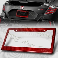 1 X Type-2 Real Red Carbon Fiber License Plate Holder Cover Frame Front & Rear