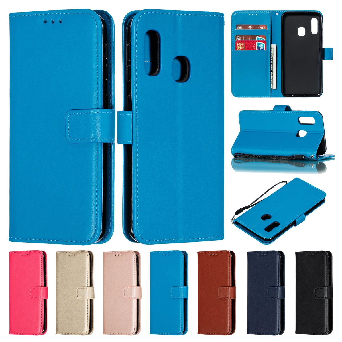 For Samsung Galaxy A10e A20e A10 A21 PU Leather Card Holder Stand